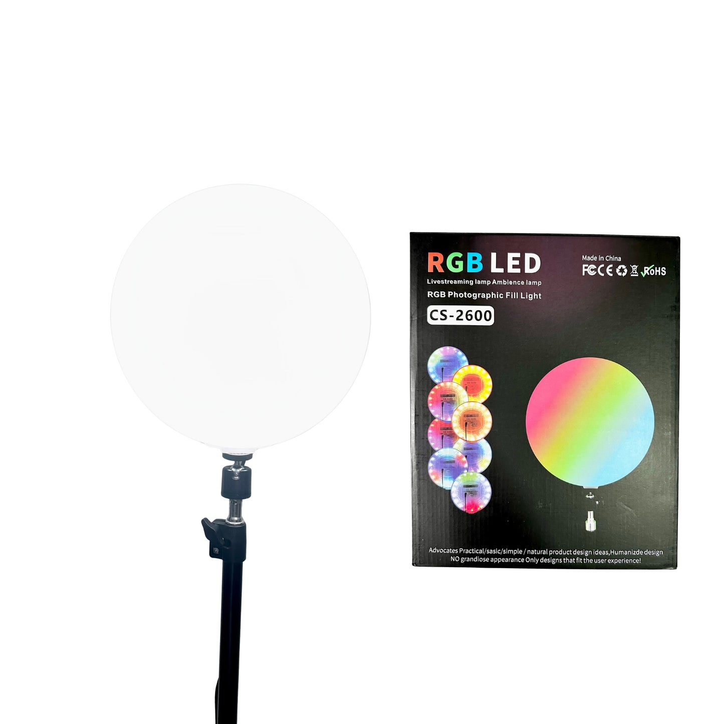 PANEL LUZ RGB CON TRIPODE REDONDO 26CM